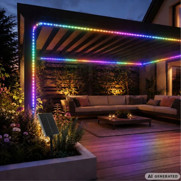Solar LED Strip 10m IP65 vanntett med fjernkontroll