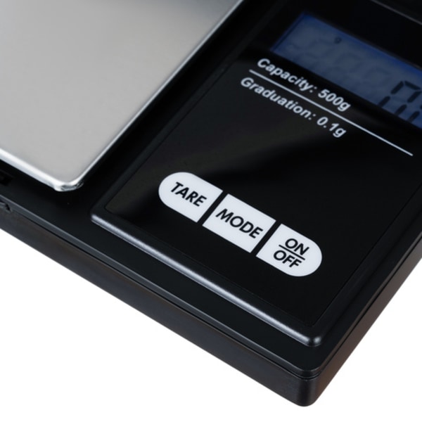 Hopfällbar Digital Fickvåg | Hög Precision Smyckesvåg 0.1-500g svart