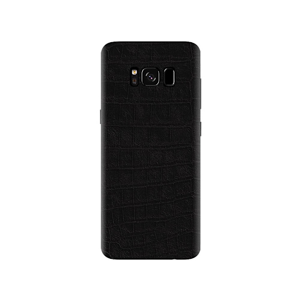 Galaxy S8 Crocodile Skin Beskyttende Plast Skin Wrap Tilbage sort
