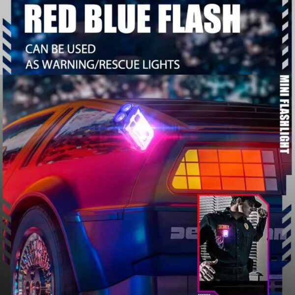 Mini LED taskulamppu taskulamppu avainnippu USB ladattava sinisellä valolla musta