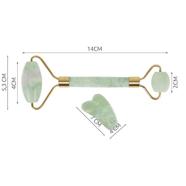 Ekte Jade naturstein Gua Sha og Roller grønn
