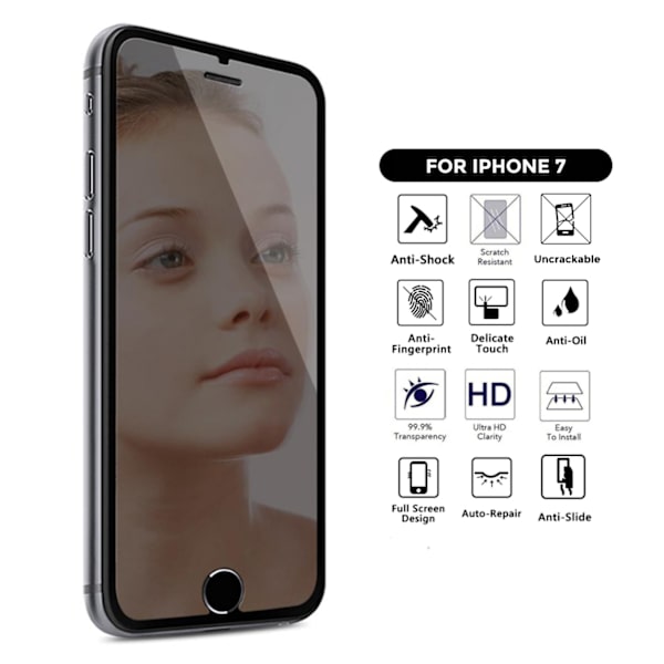 iPhone 7 Heltäckande Spegel Mirror HD Skärmskydd silver