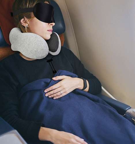 Memory Foam rejsepude | 3D nakkepude | Sæt med øjenmaske og ørepropper grå