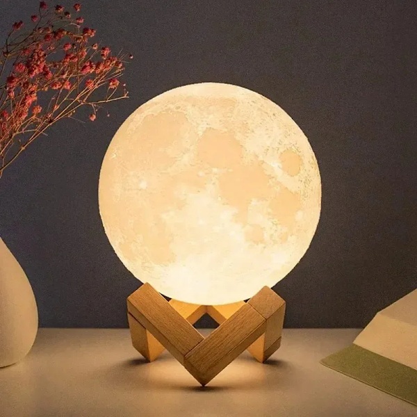 Ladattava 3D-yölamppu Moon Touch -toiminto | 3 väriä 8cm
