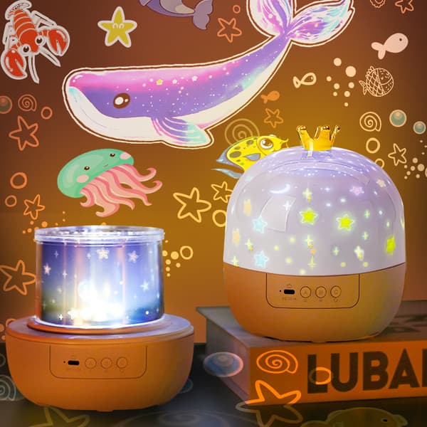 Stjerneprojektor LED nattlampe – Projektor for barn med 21 bilder og 360° rotasjon