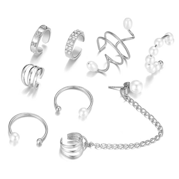 Öron Piercing Set Dam - Pärlor Silver silver