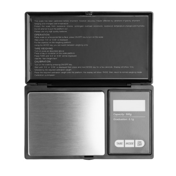 Kokoontaitettava digitaalinen taskuvaaka | High Precision Jewelry Scale 0,1-500g musta