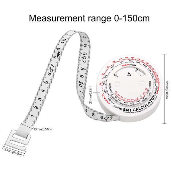 BMI målebåndskalkulator hvit