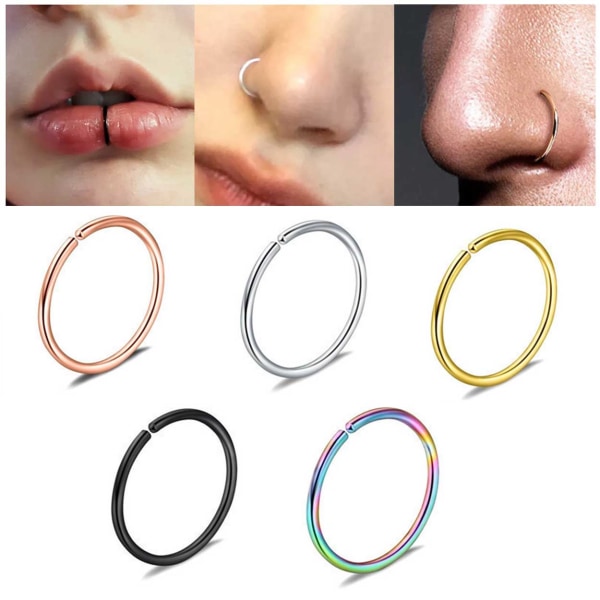 2-Pack Fake Piercing Öron/Läpp/Näsa [Septum, Läppring, Näsring] flerfärgad