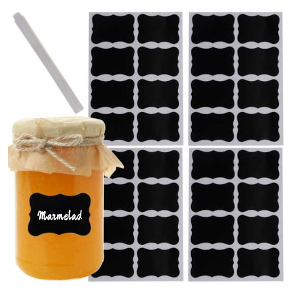Stylusetiketter | Mærkning af krukker | 24 etiketter + pen sort