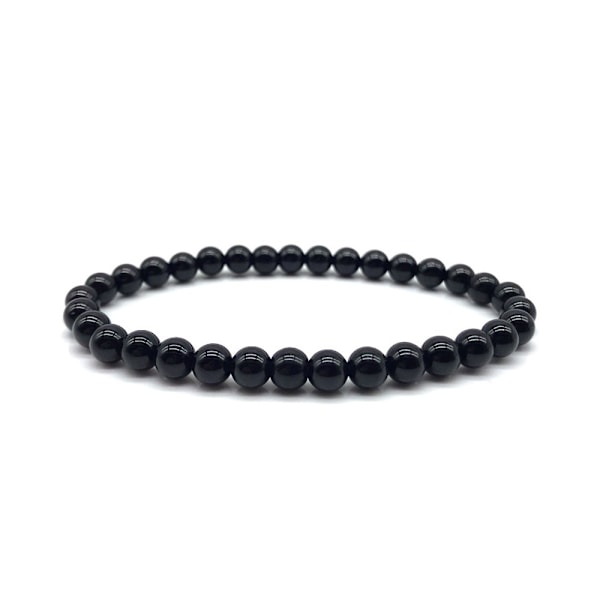 Handgjort Armband 6mm Svarta Stenar Stenpärlor svart
