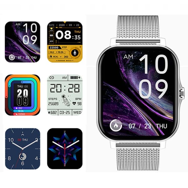 FitPro Smartwatch med 2 stk Armbånd | Måler Puls, Blodtryk, Søvn og Bevægelse Sølv sølv