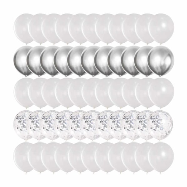 50-pack Ballonger Vit Silver Metallic Konfettiballonger silver