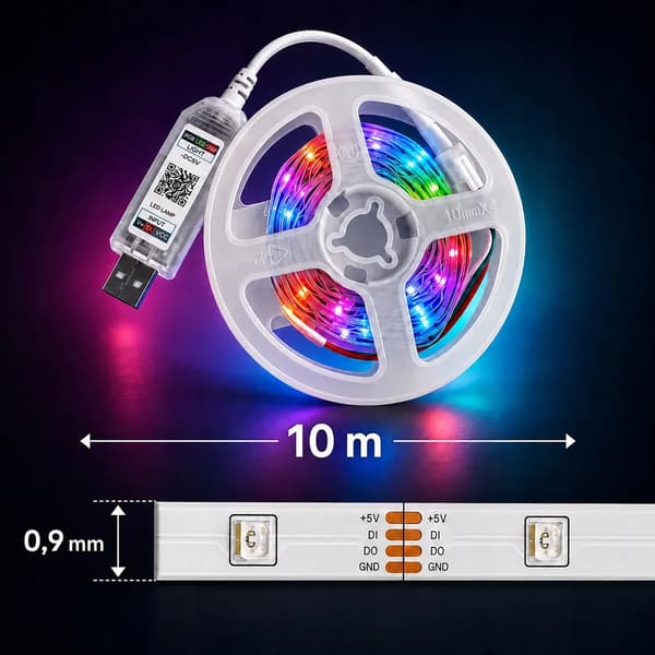 Neon LED Strip RGB 10m med Bluetooth, App och Fjärrkontroll