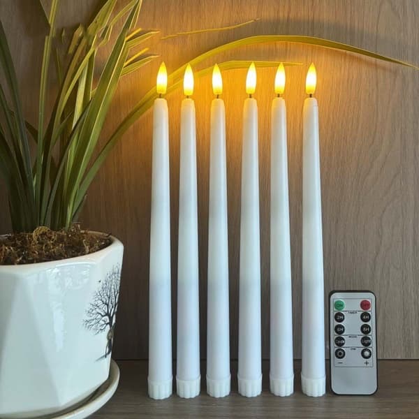 Batteridrivna LED Kronljus med Fjärrkontroll & Timer – 27,5 cm – 6-pack Vit