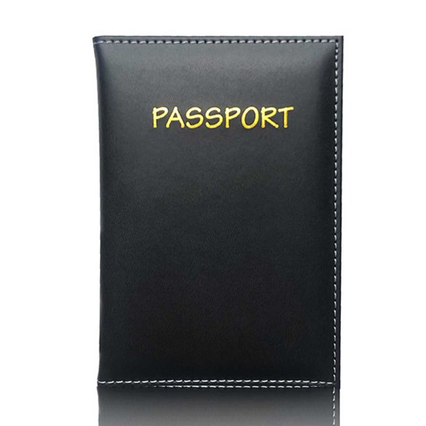 Passveske Black Leather Leather Passport Holder Artificial Leather svart