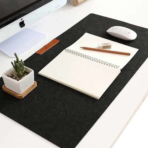 Skrivebordsmatte 80x30cm svart teppe - stor musematte svart