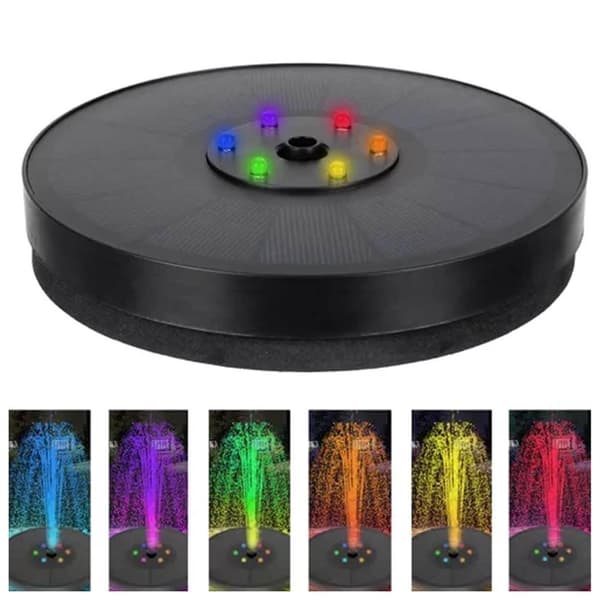 Stor Solcellsdriven Fontän | Batteri och RGB Belysning | 16cm svart