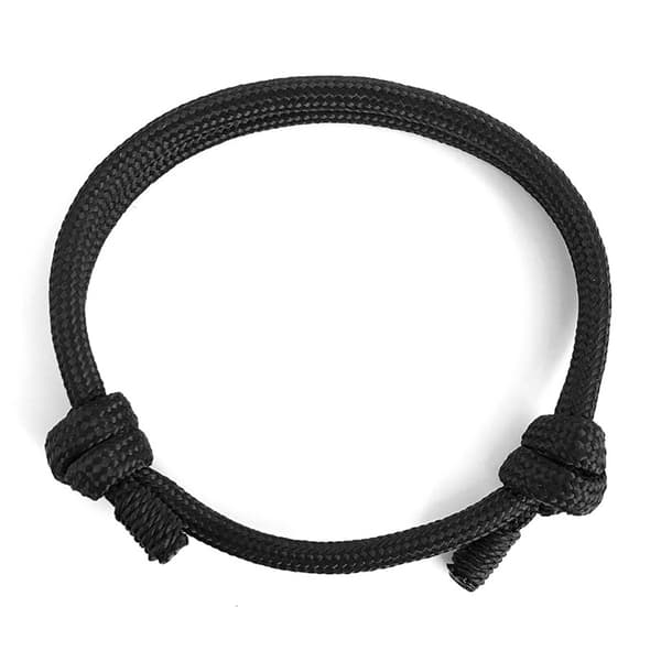Sort håndlavet stof armbånd reb mænds etiket minimal sort