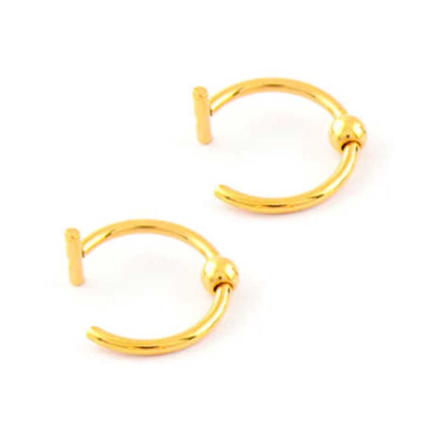 2-pakke falsk læbe ring uden hul falsk piercing - guld guld