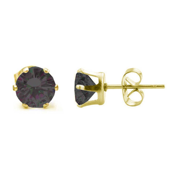 2-pakke guld piercing øreringe sort krystal - 7mm guld