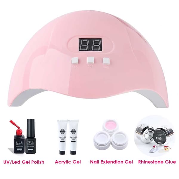 54W UV/LED -lampe til negle med timer - neglelampe pink