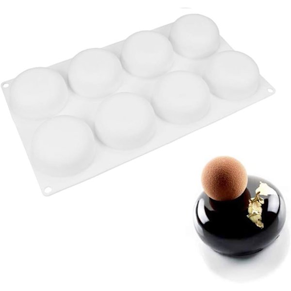 Silikonform Kuppel 8 hull – For mini-kaker, mousse og sjokolade