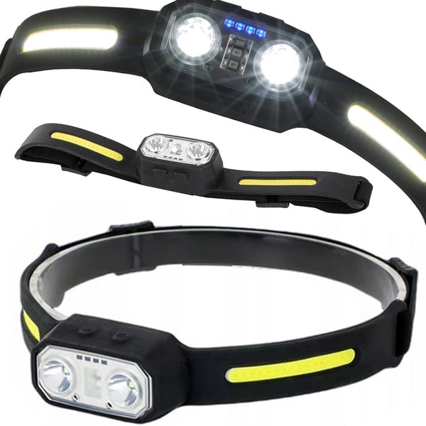 Double Headlight USB-C IPX6 Vedenpitävä | Hands Free -anturi musta