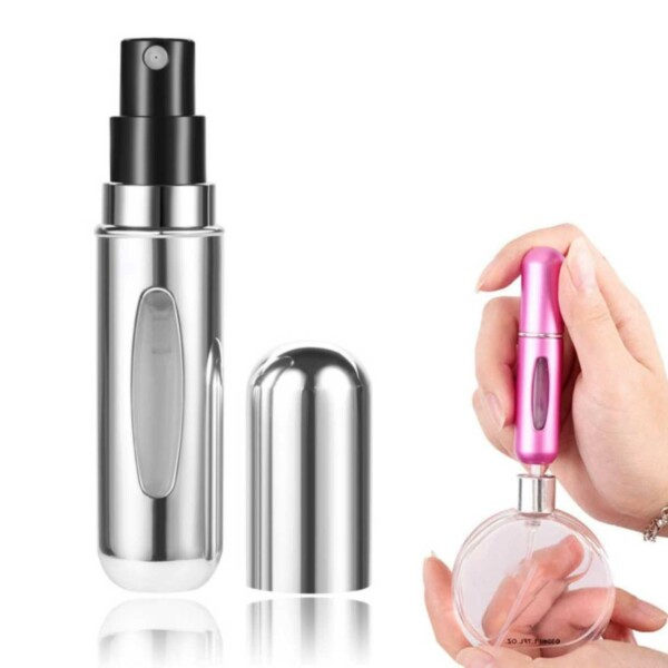 Mini påfyll parfymeflaske - påfylte reisebeholdere 5 ml sølv sølv