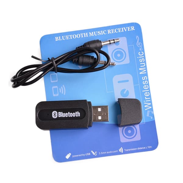 Aux Bluetooth Audio Reciever Stereo Adapter for Wireless Music hvit