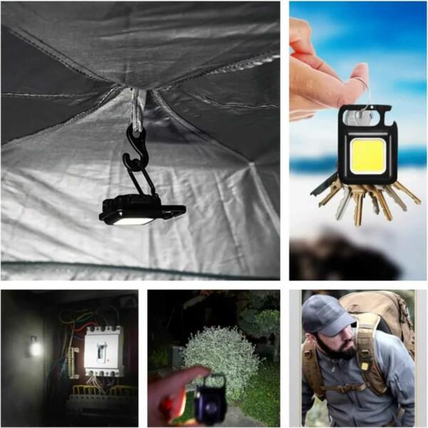LED Ficklampa - Survival Karbinhake Nyckelring svart