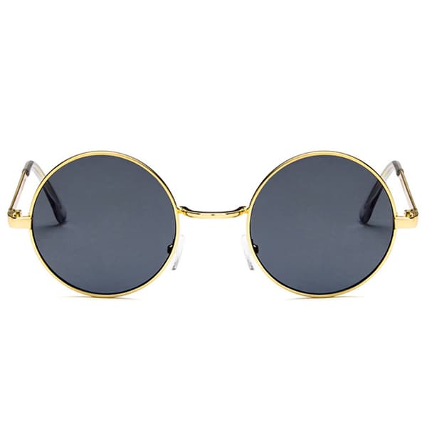Golden runde solbriller sort glas guld