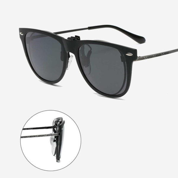 Polariserade Wayfarer Clip On Solglasögon Flip Up Silver Spegelglas silver