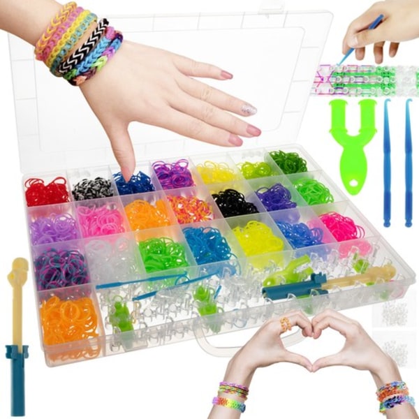 Smyckestillverkningsset | Fläta Färgglada Armband med Gummiband | DIY flerfärgad