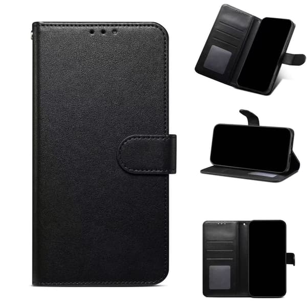 iPhone 16 Pro Max Plånboksfodral i PU-läder med kortfack & magnetlås – Svart