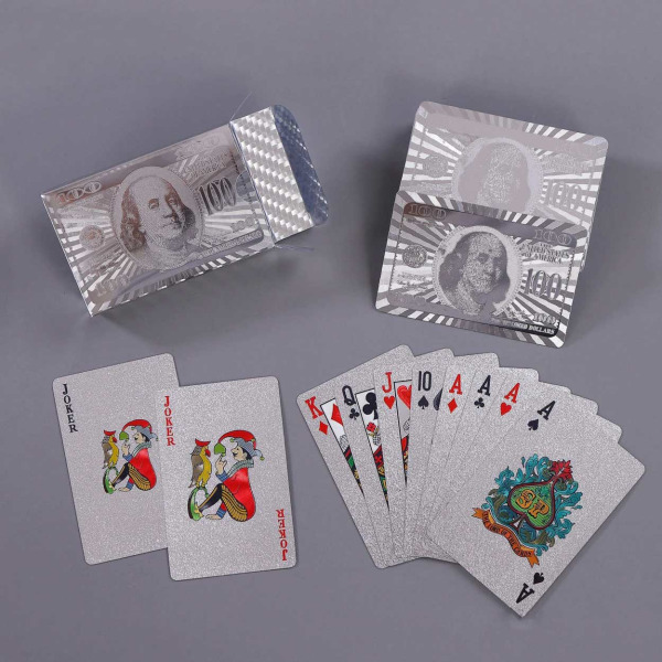 Forgyldt spillekort pokerkort i sølv dollars sølv