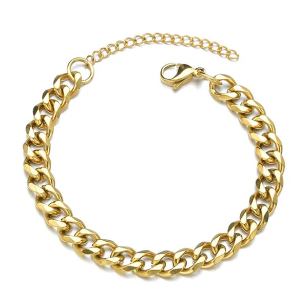 Justerbar Pansan Link Chain Armbånd Gold Kæde 7mm guld