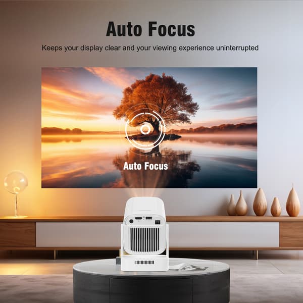2026 HY310 Full HD 1080p Smart Projektor, Android 14, Autofokus, 4K-understøttelse & AirMouse hvid