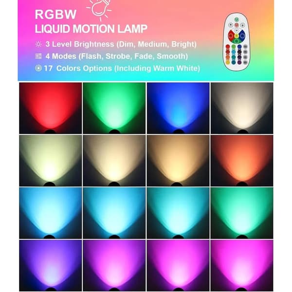 Lavalampe med Voks LED RGB – 17 Farger, Fjernkontroll og 4 Lysmoduser, Sølv 33 cm Silver