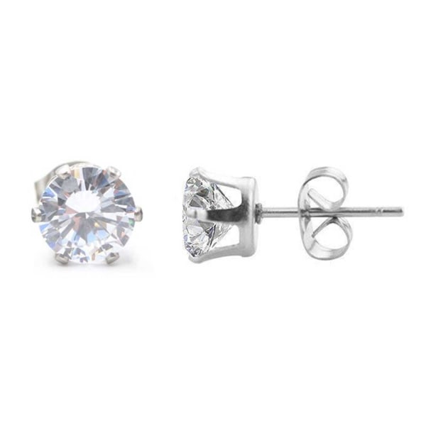 2-pack sølv krystal piercing øreringe piercing juvel - 7mm sølv