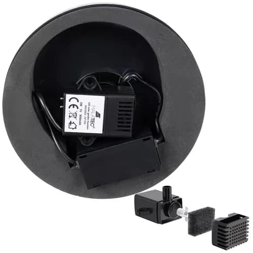 Stor Solcellsdriven Fontän | Batteri och RGB Belysning | 16cm svart