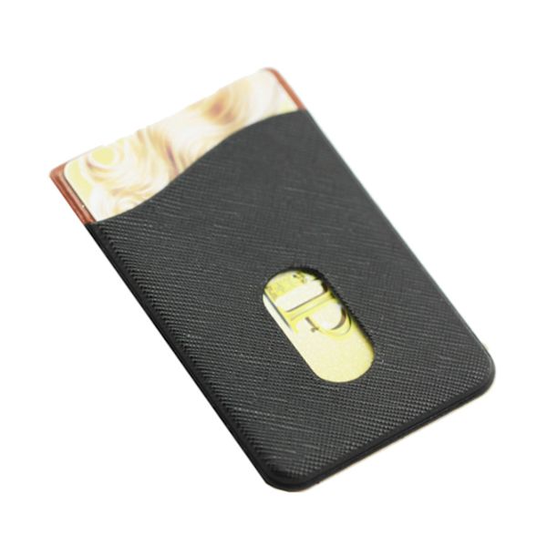 Black Card Holder til mobiltelefon i læderlæder (selvklæbende) sort