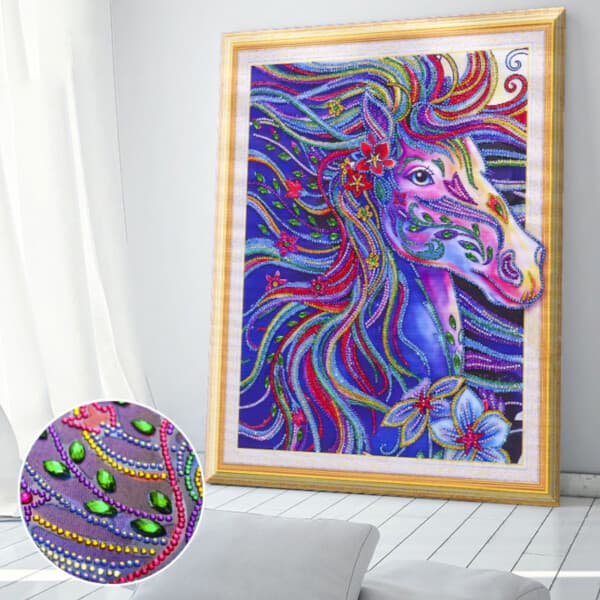 Stor Lyxig 5D Diamond Painting Diamantmålning Häst 47x57 flerfärgad