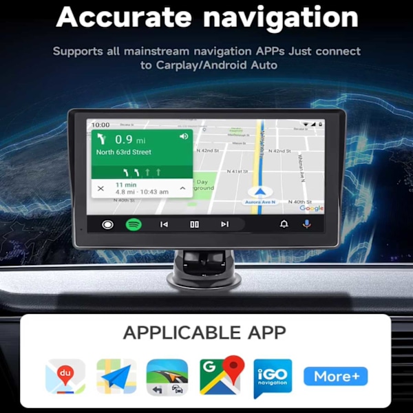 Bilstereo 7" Pekskärm för Bil med Trådlös Carplay och Android Auto svart