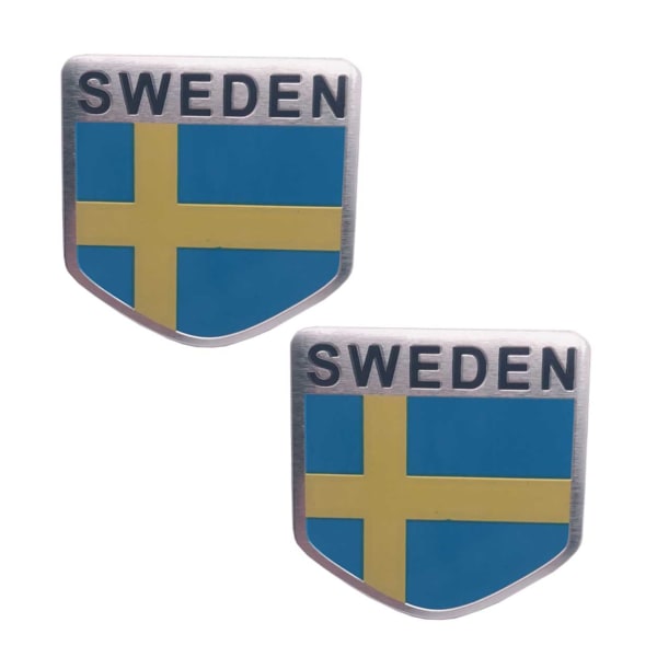 Sveriges Flagga Bildekal 3D Dekal för Bil 2-pack flerfärgad