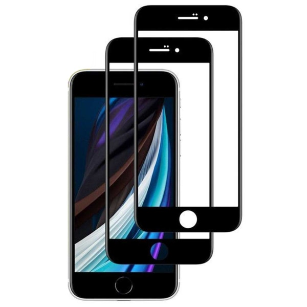 2-pakke iPhone 6/7/8/Se HD Screen Protector Cured Glass Black sort