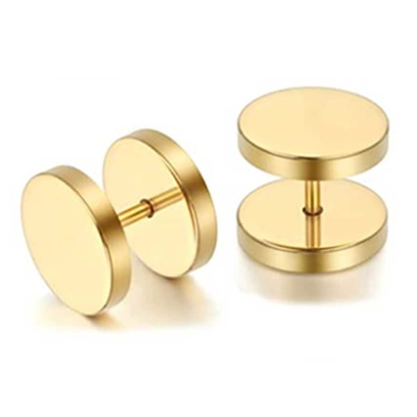 2-pack Fake Plug Fake Forlængelse Øreringe Piercing Jewel Gold - 10mm guld
