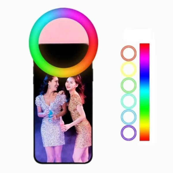 RBG Selfie Lampa Clip-On LED Ring Light för Mobiltelefon vit