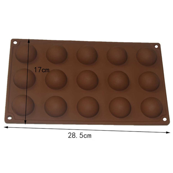 Silikonform 15 Kulor Halvklot Bakform - Is/Choklad/Geléform brun