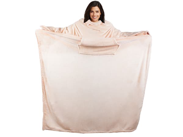 Super stort hettegenser teppe | XXL Tov morgenkåpe Beige grå